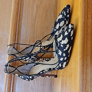 Schutz Linen Lace Up Pumps